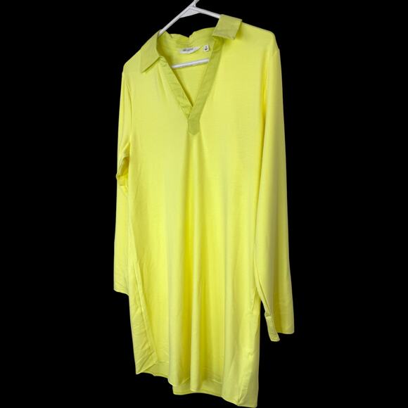 Candace Cameron Bure Collared Y-Neck Shirt Dress Sunny Lime Small NWOT Midi - Picture 11 of 11